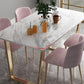 Rectangle White Dining Table Traditional Luxury Dining Table with Gold Frame