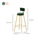 Glam Armless Bar Stool Metal Low Back Barstool with Gold Metal Legs