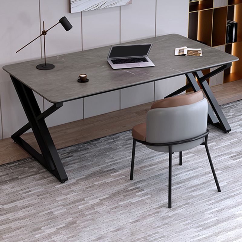 Bureau d'écriture de traîneau en pierre industrielle bureau de bureau en métal rectangulaire