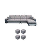 Modern L-shape Sofa and Chaise Right Facing Faux Leather/Linen Blend Sectionals Clearhalo 'furn' 'furn_sectionals' 'Furniture' 'furniture_sectionals' 'kitchen' 'kitchen_sectionals' 'Living Room Furniture' 'Sectionals' 1200x1200_d5dbc4bf-31a2-4d8b-a1e8-40c5362f77b0