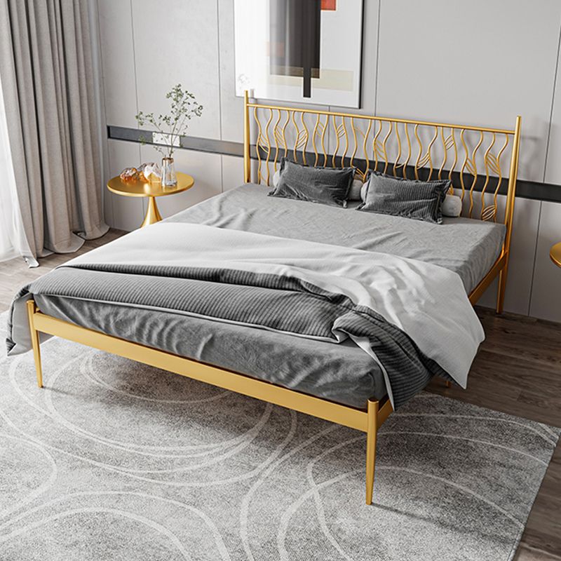 Glam Metal Open-Frame Bed with Rectangular Headboard, 45.3" Tall Clearhalo 'Bedroom Furniture' 'Beds' 'furn' 'furn_beds' 'Furniture' 1200x1200_d5dbdfab-4907-4df0-95c7-083a43a17239