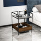 21.6" Tall Metal Frame End Table Glass Square Top Side Table with Shelf