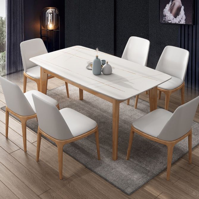 Stone Rectangle Dining Table Mid-Century Modern Dining Table with 4 Legs Clearhalo 'Dining Tables & Seating' 'Dining Tables' 'dining_table' 'furn' 'furn_dining_table' 'Furniture' 'furniture_dining_table' 'Kitchen & Dining Furniture' 'kitchen' 'kitchen_dining_table' 1200x1200_d5e08578-d054-419b-9b1f-1107478613a6