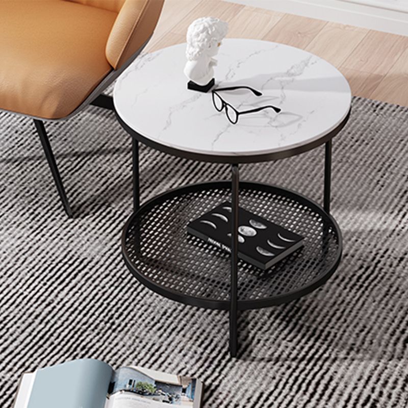 21"H Contemporary Cocktail Table Storage Round Coffee Cocktail Table Clearhalo 'Coffee & Accent Tables' 'Coffee Tables' 'coffee_tables' 'furn' 'furn_coffee_tables' 'Furniture' 'Living Room Furniture' 1200x1200_d5e0b25b-c132-490f-a115-f423514ebbb6