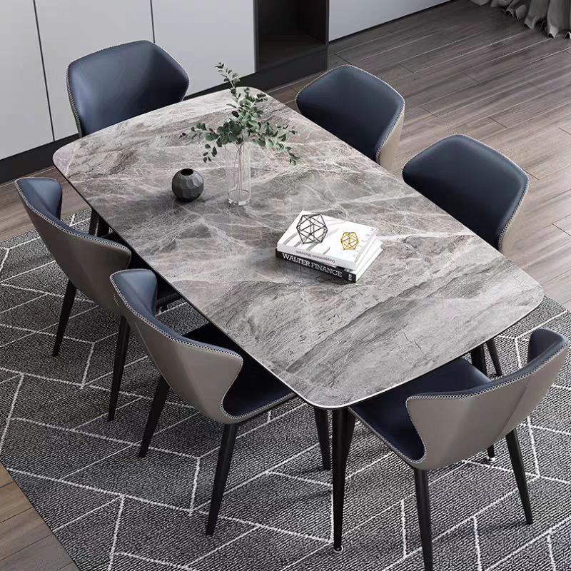 Dining Room Sets Modern with Sintered Stone Table and Upholstered Chairs Clearhalo 'Dining Room Sets' 'Dining Tables & Seating' 'dining_room_set' 'furn' 'furn_dining_room_set' 'Furniture' 'furniture_dining_room_set' 'Kitchen & Dining Furniture' 'kitchen&dining_furn' 'kitchen' 1200x1200_d5e142c4-4fb5-4220-a545-0b9f07319d25