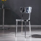 Silver Industrial Dining Chairs Stainless Steel Armless Dining Side Chair