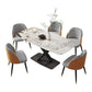 Designer Rectangle Dining Table Set 1/4/5/6/7 Pieces Gold Stone Top Dinette Set Clearhalo 'Dining Room Sets' 'Dining Tables & Seating' 'dining_room_set' 'furn' 'furn_dining_room_set' 'Furniture' 'Kitchen & Dining Furniture' 1200x1200_d5e4a653-8b98-488c-9853-c1f7043badaf