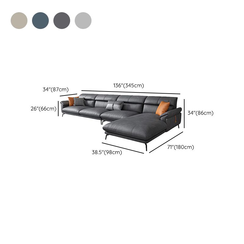 Modernismus Flared Arm Sectional 4-Sitzer Faux Lederabschnitt