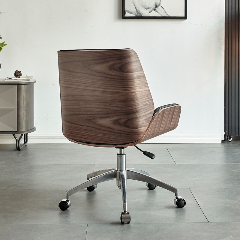 Chaise pivotante en cuir moderne chaise de bureau de hauteur de siège réglable sans bras avec roues