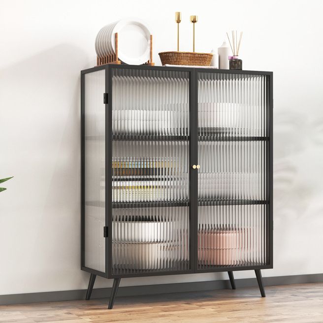 Server moderno in telaio in metallo vetro a due porte server da pranzo per soggiorno