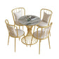 Glam Sintered Stone Dining Room Set with Round Table and Metal Base Formal Dining Table Furniture Clearhalo 'Dining Room Sets' 'Dining Tables & Seating' 'dining_room_set' 'furn' 'furn_dining_room_set' 'Furniture' 'furniture_dining_room_set' 'Kitchen & Dining Furniture' 'kitchen&dining_furn' 'kitchen' 1200x1200_d5e88339-9c3c-4c6d-8f86-59f31e77ea31