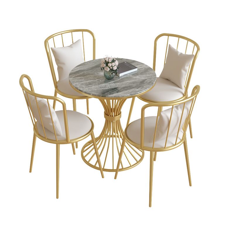 Glam Sintered Stone Dining Room Set with Round Table and Metal Base Formal Dining Table Furniture Clearhalo 'Dining Room Sets' 'Dining Tables & Seating' 'dining_room_set' 'furn' 'furn_dining_room_set' 'Furniture' 'furniture_dining_room_set' 'Kitchen & Dining Furniture' 'kitchen&dining_furn' 'kitchen' 1200x1200_d5e88339-9c3c-4c6d-8f86-59f31e77ea31