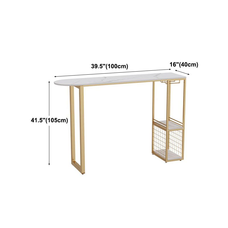 Stone Top Cocktail Bar Table 42-inch Height Metal Base Bar Height Storage Table Clearhalo 'Bar Furniture' 'Bar Tables' 'bar_tables' 'furn' 'furn_bar_tables' 'Furniture' 'furniture_bar_tables' 'Kitchen & Dining Furniture' 'kitchen&dining_furn' 'kitchen' 1200x1200_d5e8fb6d-3159-4388-aa52-76b459d36235