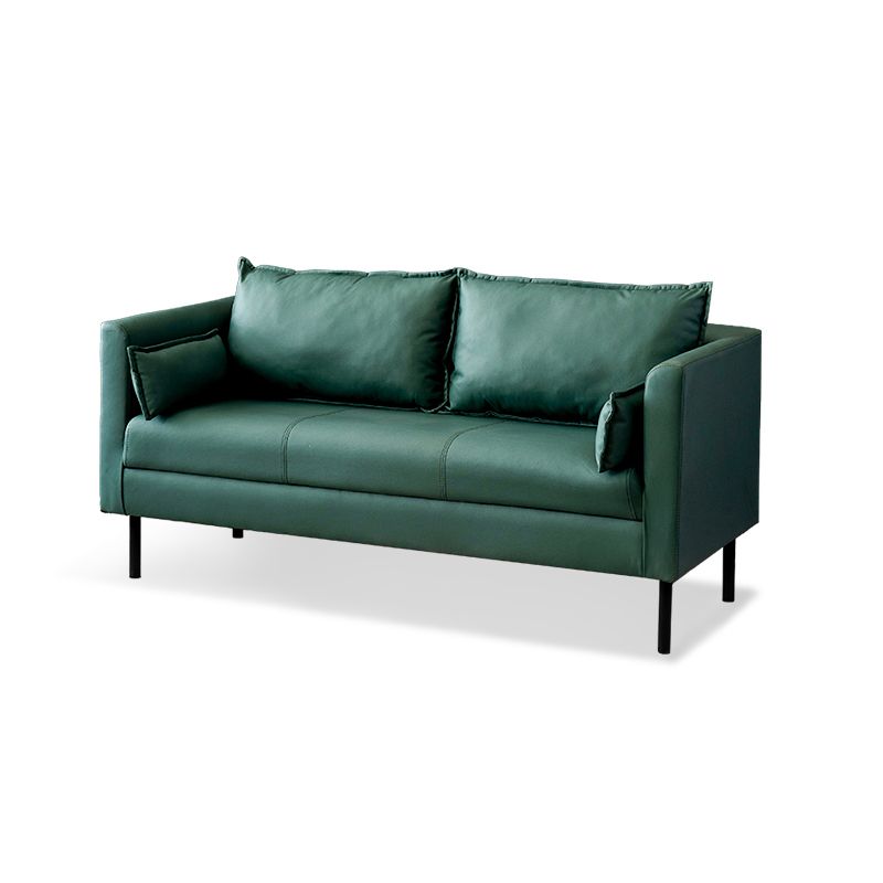 Scandinavian Faux Leather Sofa 29.52" High Tuxedo Arm Sofa with 2 Pillows Clearhalo 'furn' 'furn_sofas' 'Furniture' 'Living Room Furniture' 'Sofa' 'sofas' 1200x1200_d5e93a06-7c07-48a9-ae24-14c40f066161