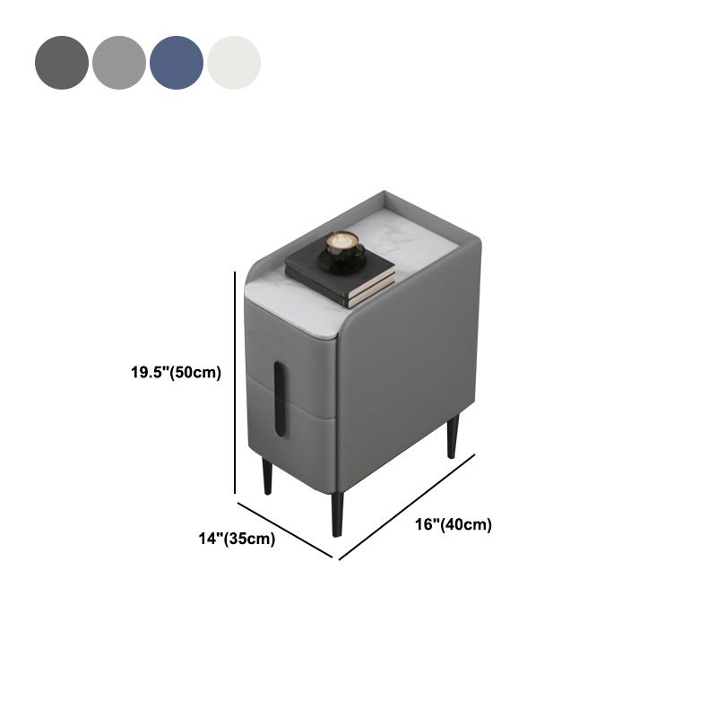 20 Zoll großer Nachttisch moderner Stein-Faux-Leder 2-Dränger-Beine inklusive Nachttisch enthalten