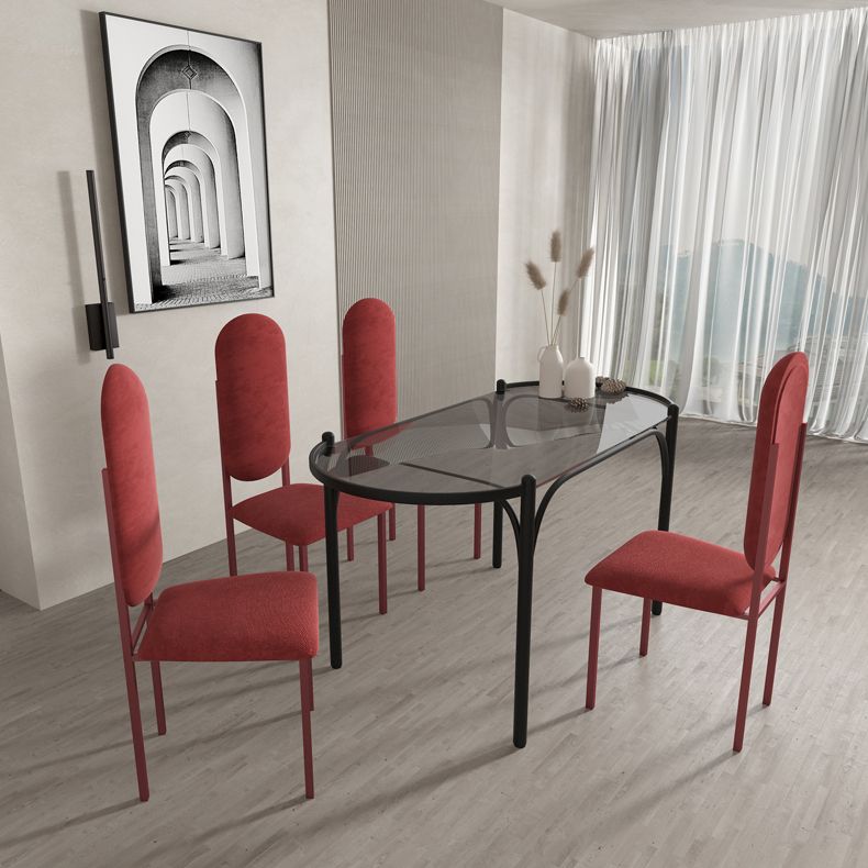 Modern Tempered Glass Dining Table for Restaurant Oval Indoor Table with 4 Legs Clearhalo ' dining_table' 'Dining Tables & Seating' 'Dining Tables' 'furn' 'furn_dining_table' 'Furniture' 'furniture_dining_table' 'Kitchen & Dining Furniture' 'kitchen&dining_furn' 'kitchen' 'kitchen_dining_table' 1200x1200_d5ea221a-56bf-424f-a50e-c3f2273fb4c8