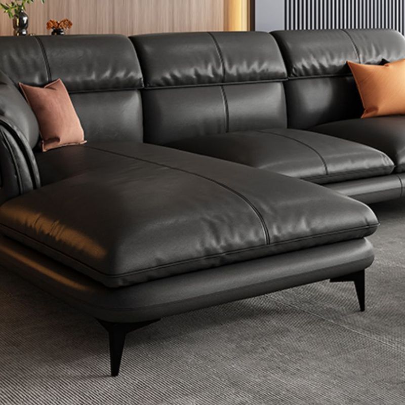 Modern Cushions Flared Arm Seating Living Room Faux Leather Stationary Sofa Clearhalo 'furn' 'furn_sectionals' 'Furniture' 'Living Room Furniture' 'Sectionals' 1200x1200_d5eabd71-81cd-4639-a370-0397d504e126