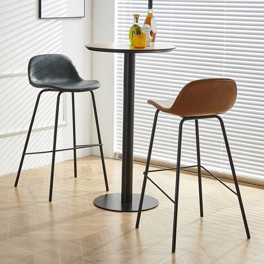 Lage rug dineren krukken faux lederen barkrukken met metalen basis