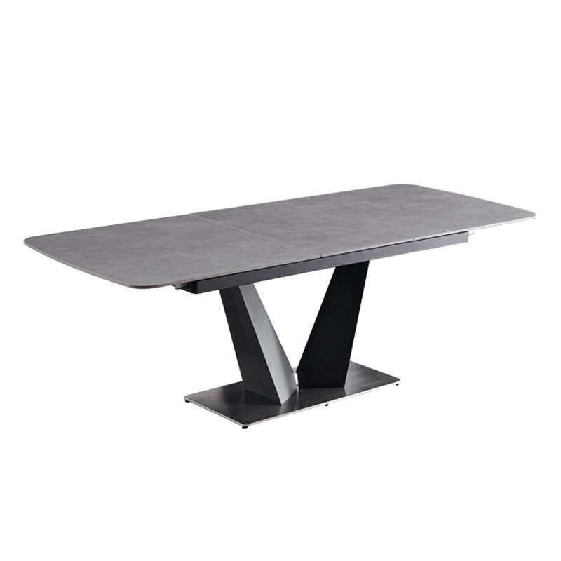 Contemporary Pedestal Dinner Table Stone Dining Table Rectangle for Home Clearhalo ' dining_table' 'Dining Tables & Seating' 'Dining Tables' 'furn' 'furn_dining_table' 'Furniture' 'furniture_dining_table' 'Kitchen & Dining Furniture' 'kitchen&dining_furn' 'kitchen' 'kitchen_dining_table' 1200x1200_d5ec48d6-39be-4389-85b9-fc56df928bde
