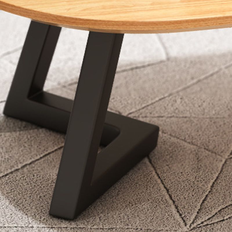 Nordic Solid Wood Elliptical Coffee Cocktail Table with 2 Legs Clearhalo 'Coffee & Accent Tables' 'Coffee Tables' 'coffee_tables' 'furn' 'furn_coffee_tables' 'Furniture' 'Living Room Furniture' 1200x1200_d5ec7793-28a9-4fed-b4b0-1ffe51b58e93