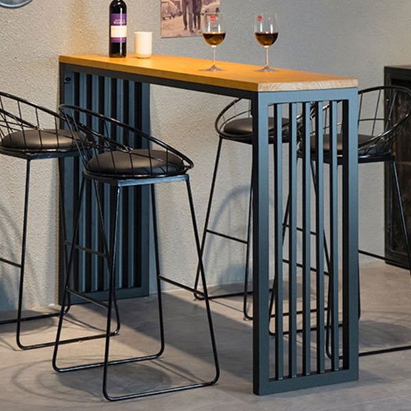 Modern Style Bar Table in Solid Wood and Metal Brown Balcony Bar Table Clearhalo 'Bar Furniture' 'Bar Tables' 'bar_tables' 'furn' 'furn_bar_tables' 'Furniture' 'furniture_bar_tables' 'Kitchen & Dining Furniture' 1200x1200_d5ec98ec-7873-4d7d-8e54-0e6c7f8550d4