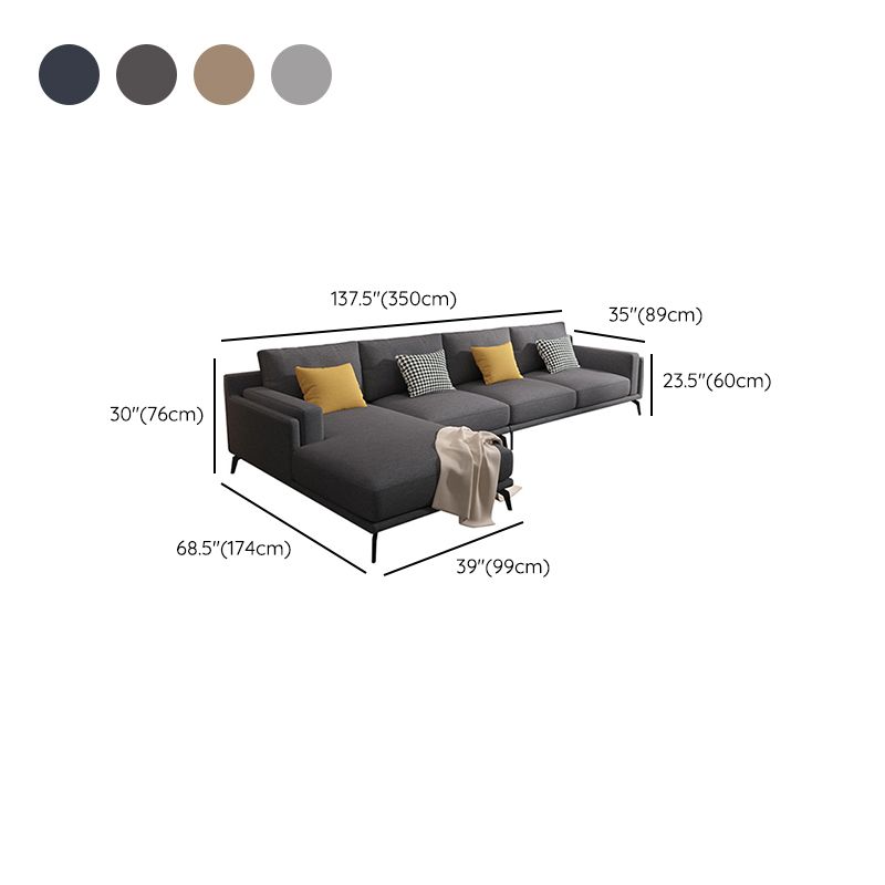 Moderne kussenrugstof sectionele L-vorm vierkante arm sectioneel