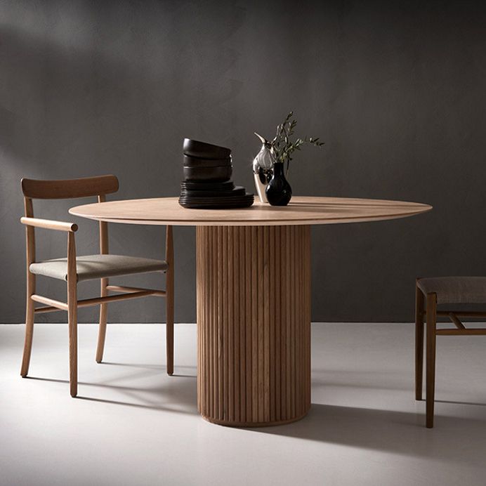 Round Pedestal Dining Site Table Contemporary Style Pine Solid Wood Dinette Table Clearhalo 'Dining Tables & Seating' 'Dining Tables' 'dining_table' 'furn' 'furn_dining_table' 'Furniture' 'furniture_dining_table' 'Kitchen & Dining Furniture' 1200x1200_d5eec68a-8e9d-4d08-9d92-64b44cbe6474
