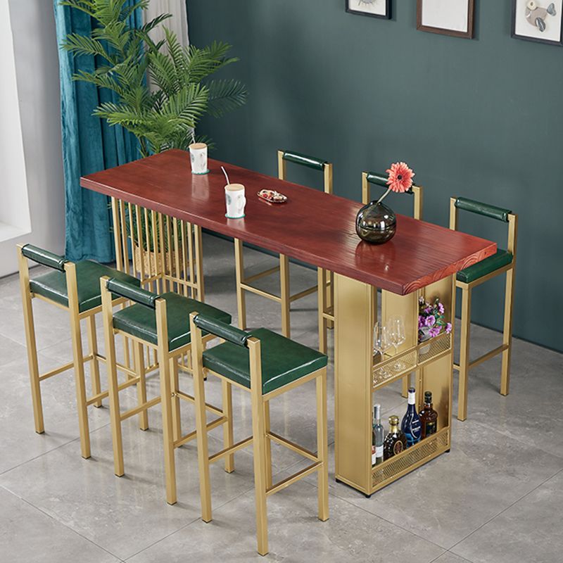 Houten balktafel traditionele luxe rechthoekige staaf aanrecht tafel met dubbele voetstuk