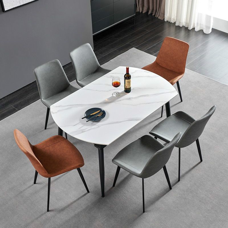 Simplicity Style Stone Dining Table Round Drop-Leaf Table with 4-foot