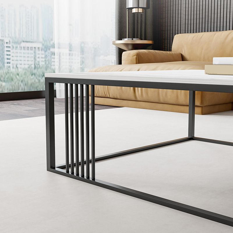 Metal Frame Rectangular Coffee Table Stone Top Cocktail Table Clearhalo 'Coffee & Accent Tables' 'Coffee Tables' 'coffee_tables' 'furn' 'furn_coffee_tables' 'Furniture' 'Living Room Furniture' 1200x1200_d5f4b85b-90a8-4b65-8e02-de47377df416