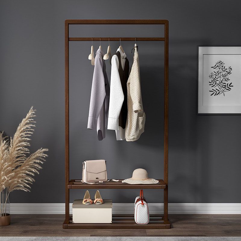 Rack de manteau traditionnel en bois massif en bois massif rack de conception avec étagères avec étagères