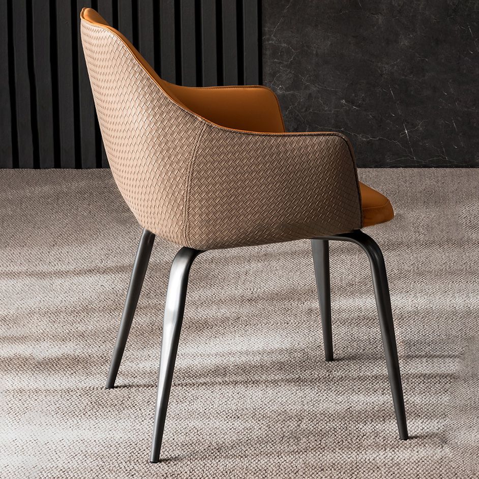 Faux Leather Dining Chairs Upholstered Arm Chairs with Metal Base Clearhalo 'Dining Chairs' 'Dining Tables & Seating' 'dining_chair' 'furn' 'furn_dining_chair' 'Furniture' 'Kitchen & Dining Furniture' 1200x1200_d5faf55e-b295-4eec-b005-f0ab02522e48
