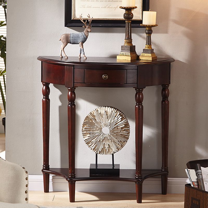 Tavolo da console in legno gommoso Tavolo accento in legno con cassetto e scaffale