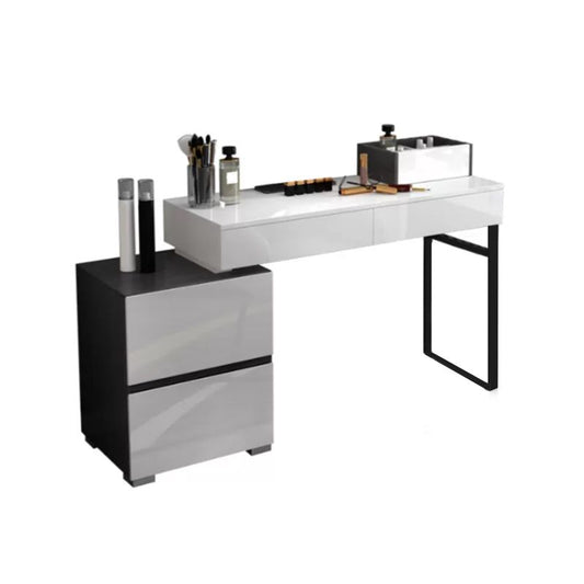 Modern 28.94" H Vanity Dressing Table Set 4 Drawers White Dresser with Stool Clearhalo 'Bedroom Furniture' 'furn' 'furn_makeup_vanities' 'Furniture' 'Makeup Vanities' 'makeup_vanities' 1200x1200_d5fcc545-6722-4de0-a75c-4a0ea6be4215