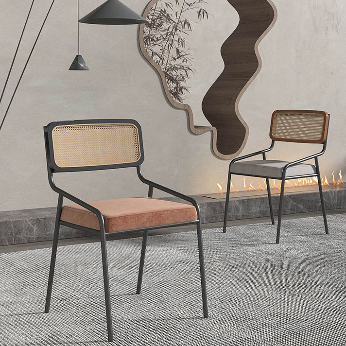 Modern Style Fabric Side Chair Cane Back Armless Dining Chair Clearhalo 'Dining Chairs' 'Dining Tables & Seating' 'dining_chair' 'furn' 'furn_dining_chair' 'Furniture' 'furniture_dining_chair' 'Kitchen & Dining Furniture' 1200x1200_d5fdd808-2b89-4775-abe3-c2e9292ed421