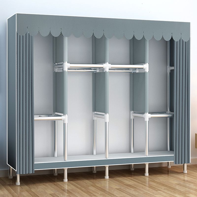Contemporary Wardrobe Armoire Metal Armoire with Garment Rod for Home