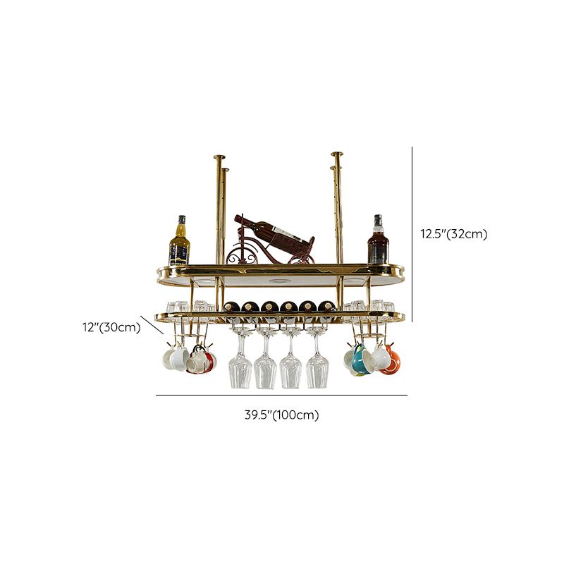 Roestvrijstalen wijnrek moderne stijl hangende wijnrekhouder in goud