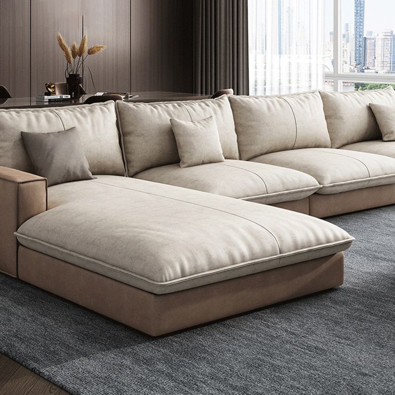 Assembled Living Room Square Arm Modular Contemporary Sofa & Chaise Clearhalo 'furn' 'furn_sectionals' 'Furniture' 'furniture_sectionals' 'kitchen' 'kitchen_sectionals' 'Living Room Furniture' 'Sectionals' 1200x1200_d6018345-d941-424a-b35c-a6280dc57918