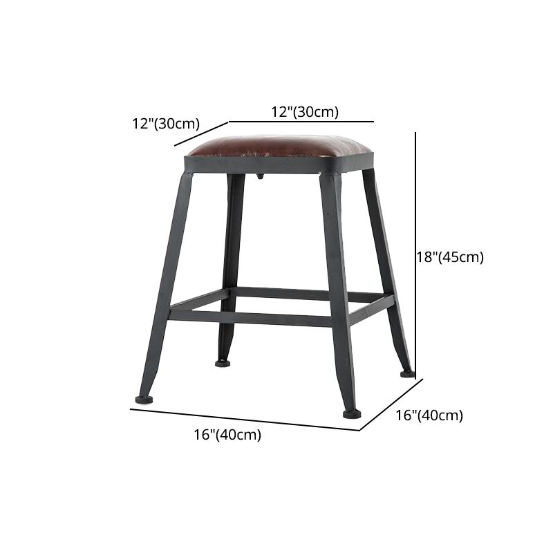 Industrial Armless Counter Stool Iron Cafe Bar Stool with Leather Cushion and Pedal Clearhalo 'Bar Furniture' 'Bar Stools' 'bar_stools' 'furn' 'furn_bar_stools' 'Furniture' 'furniture_bar_stools' 'Kitchen & Dining Furniture' 1200x1200_d60190cb-6c23-4d61-ac7b-1756847e8514
