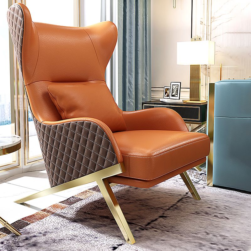 Scandinavian Leather Accent Chair for Living Room, High/ Low Back Chair Clearhalo 'Accent Chairs' 'accent_chairs' 'Chairs & Seating' 'furn' 'furn_accent_chairs' 'Furniture' 'Living Room Furniture' 1200x1200_d603894f-2135-4fc4-bad6-84f0fcdf7480