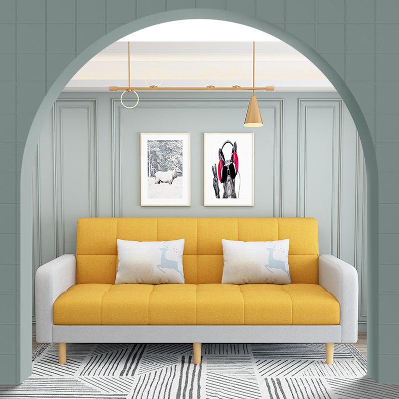 コンテンポラリーフェイクレザーとリネンビスケットバックコンバーチブルセッピーソファ