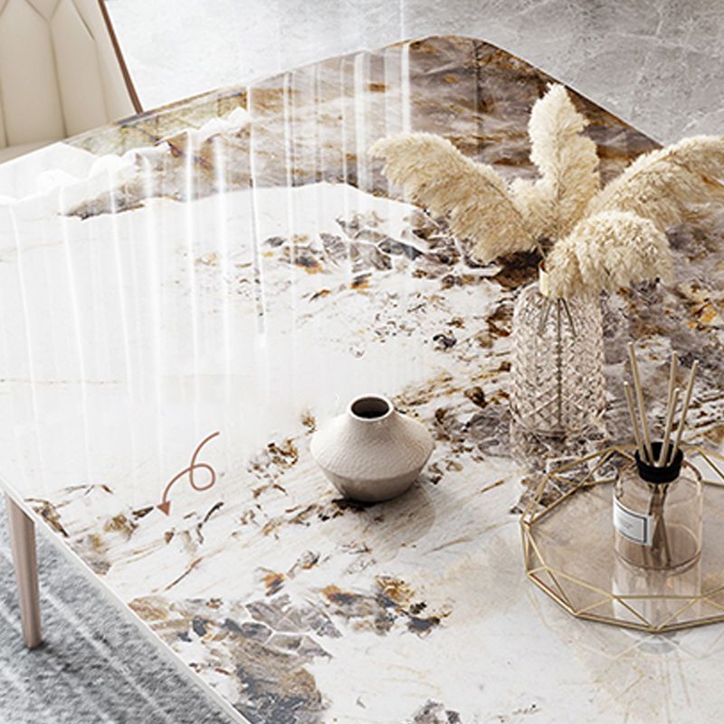 Traditional Luxury Dinner Table Rectangle Pedestal Table with Steel Base Clearhalo 'Dining Tables & Seating' 'Dining Tables' 'dining_table' 'furn' 'furn_dining_table' 'Furniture' 'Kitchen & Dining Furniture' 1200x1200_d6057bb8-6cb9-4f1b-b6d1-071f98d31456