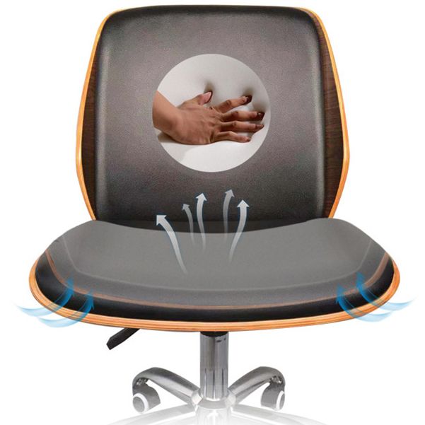 Sedia da ufficio girevole contemporanea sedia posteriore in legno a metà schiena