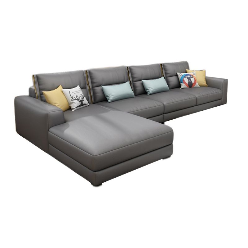 Sofa sectionnel du bras carré 125.98 "W Faux Leather 4 sièges Sectional