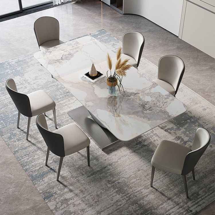 Contemporary Rectangle Dining Table Set Sintered Stone 1/4/7/8 Pieces Dining Set Clearhalo 'Dining Room Sets' 'Dining Tables & Seating' 'dining_room_set' 'furn' 'furn_dining_room_set' 'Furniture' 'Kitchen & Dining Furniture' 1200x1200_d608174a-2f06-4147-91e2-18c50bad394d