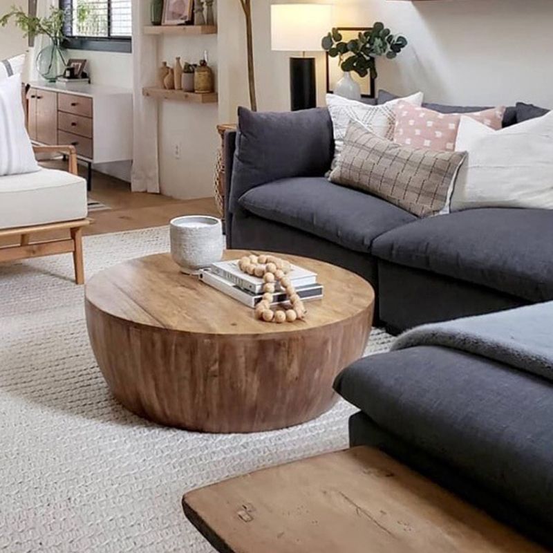 Distressed Wood Coffee Table Scandinavian 14.96" H 1 Single Cocktail Table