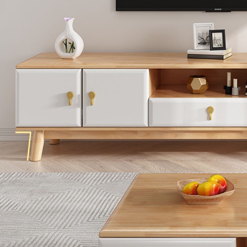 19.69 "H TV -Ständer zeitgenössischer Stil Massivholz -TV -Konsole mit 3 Schubladen