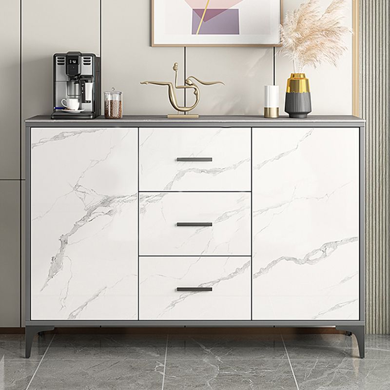 Simple White Buffet Server Stone Top Dining Server for Living Room Clearhalo 'buffet_sideboard' 'Buffets & Sideboards' 'furn' 'furn_buffet_sideboard' 'Furniture' 'furniture_buffet_sideboard' 'Kitchen & Dining Furniture' 1200x1200_d609df9c-66c4-4232-9764-85fa7d09cca4