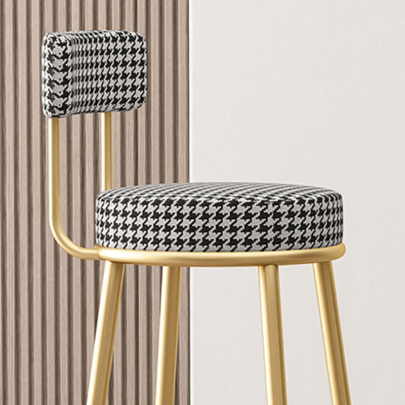 Glam Style Bar-stool Round Seat with Low Back Iron Legs for Kitchen Bar Clearhalo 'Bar Furniture' 'Bar Stools' 'bar_stools' 'furn' 'furn_bar_stools' 'furniture_bar_stools' 'Kitchen & Dining Furniture' 'kitchen&dining_furn' 'kitchen' 'kitchen_furn' Furniture' 1200x1200_d60aaa36-9928-4e68-a5c4-4a3faa9607cd