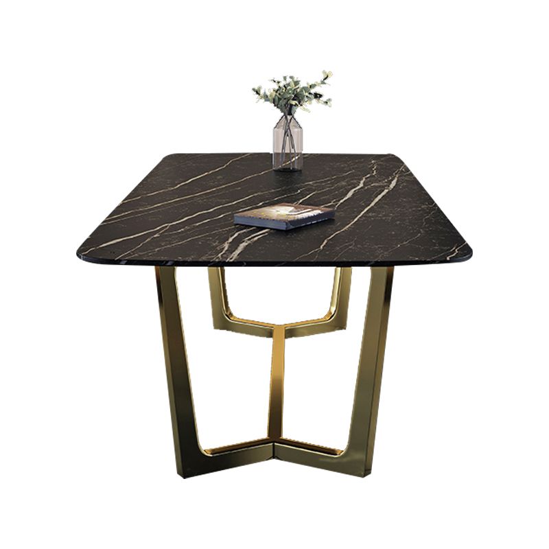 Juego de mesa de comedor interior Glam, juego de comedor con caballete rectangular de 1/4/5/7 piezas en negro
